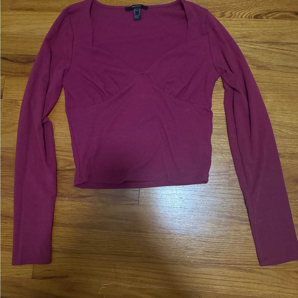 Forever 21 Purple Crop Fitted Blouse